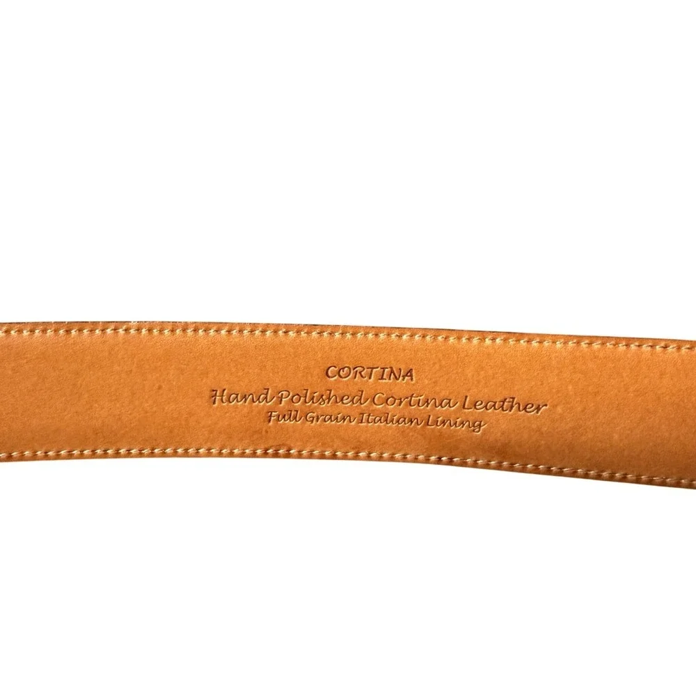 Trafalgar Mens Dress Belt Size 40 Mahogany Brown Cortina Leather Hand Polished